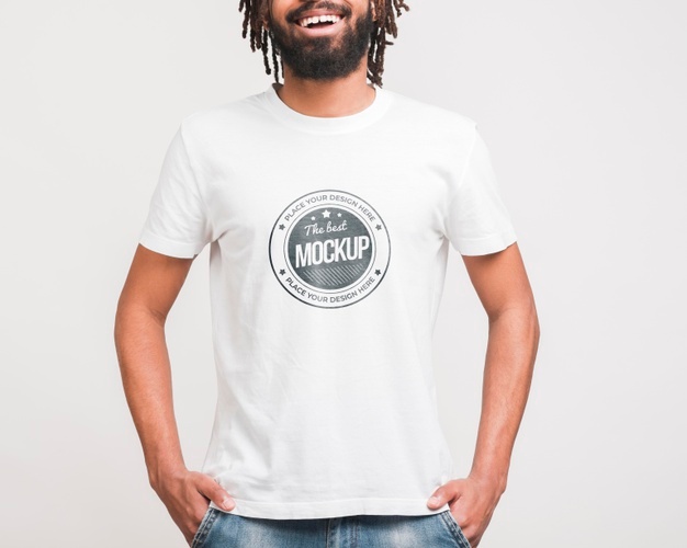 Man-wearing-t-shirt-mockup